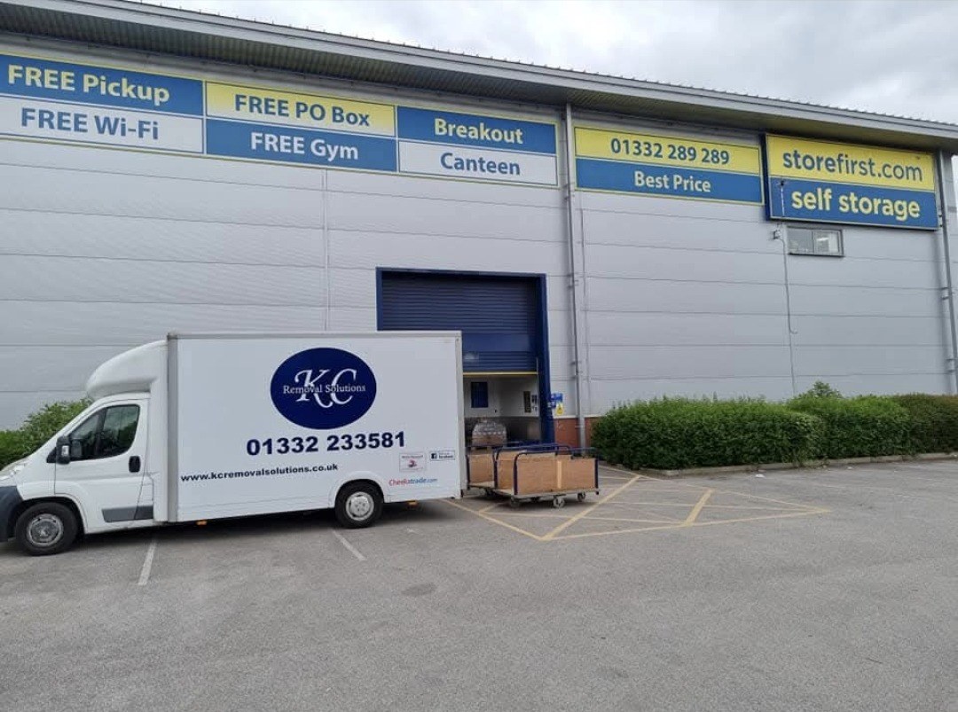 KC Removal Solutions van at storage facility