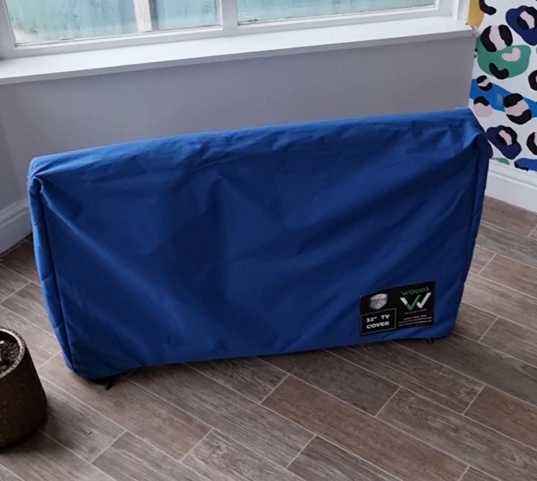 Blue protective TV cover — KC Removal Solutions packing materials
